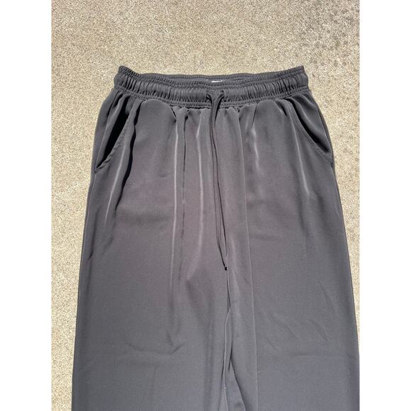 Melloday Black Elastic Waist Straight Leg Pants Pockets Size XL - Picture 3 of 6